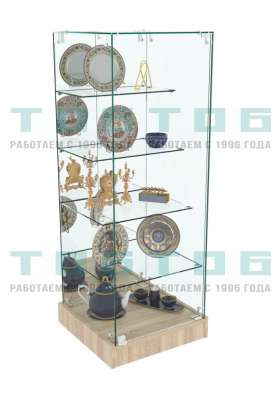 Торговый пристенный прилавок Зеркало с прозрачными полками "лесенкой" №133 (закрытый)