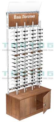 Торговая витрина для продажи очков без задней стенки №ВДПО-Т25-З с обзорным зеркалом (закрытый доступ)
