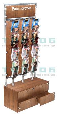 Пристенная витрина с хромированными дисплеями для продажи колгот №ВДПК-Т19-Д04 З/С-ДСП