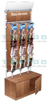 Торговая витрина с наполнителем для продажи колгот №ВДПК-Т25-Z-Д04 З/С-ДСП (с обзорным зеркалом)