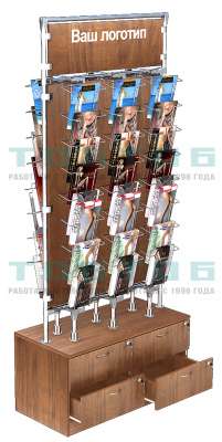 Островная стационарная витрина с четырьмя выдвижными ящиками для продажи колгот З/C-ДСП №ОВДПК-Т19-Д04