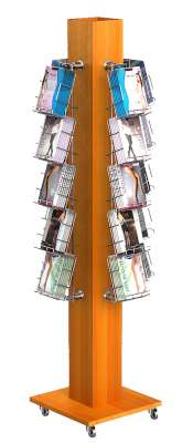 Островная торговая стойка из ДСП для продажи колгот четырёхсторонняя с хромированными дисплеями №3-Д-11