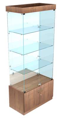 Стеклянная витрина для магазина прямоугольная с зеркалом №СВДМ-3