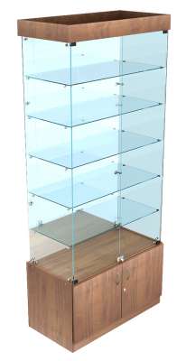 Стеклянная витрина для магазина с накопителем и зеркалом №СВДМ-503