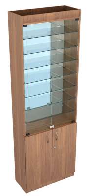 Торговый шкаф витрина узкий с зеркальной стенкой под малогабаритный товар ТШВ-700-6-3