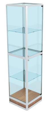 Торговая витрина из алюминиевого профиля квадратная с двумя стеклянными дверками ТВИАП-4