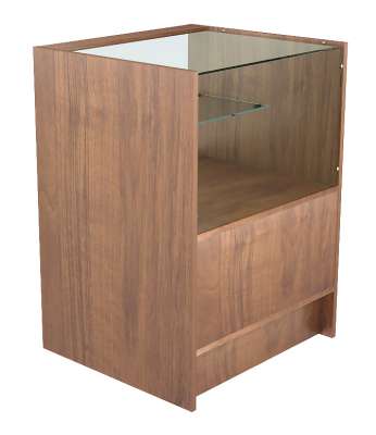 Торговый мебельный прилавок с прозрачной полкой и стеклянным верхом ТМП-№3-2