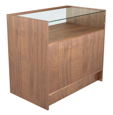 Торговая мебель-прилавок широкий с невысоким прозрачным верхом №ЭКТМП-02-900