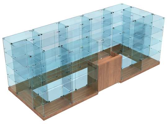 Торговый островок-павильон с каркасом из стекла на заказ ТОПНЗ-ХТ-10