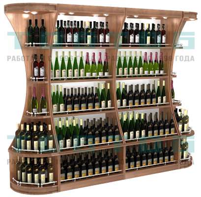 Пристенный высокий стеллаж для продажи алкоголя большой с секторами серии ГАРАНТ №2