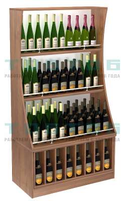 Стеллаж для продажи алкоголя Гарант низкий на накопителе с вертикальными отсеками №2-3