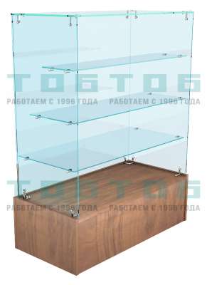 Прилавок из стекла с тремя полками лесенкой для магазина алкогольной продукции №ПДА-ИС-8