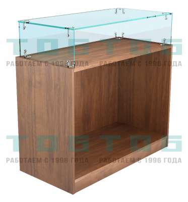 Прилавок из стекла с малым прозрачным верхом для магазина алкогольной продукции №ПДА-ИС-14