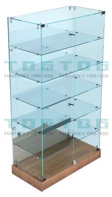 Низкая витрина из стекла зеркальная на подиуме для магазина продуктов НВДМП №507
