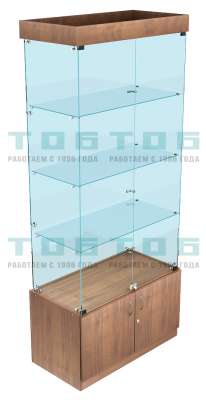 Высокая стеклянная витрина с тремя полками для магазина продуктов ВСВДМП-01