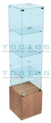 Высокая стеклянная витрина с квадратным накопителем для магазина продуктов ВСВДМП-06