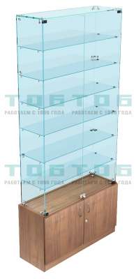 Высокая стеклянная витрина с узкими полками для магазина продуктов ВСВДМП-33