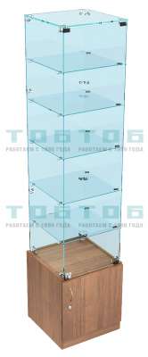 Высокая стеклянная витрина с полками из стекла для магазина продуктов ВСВДМП-506