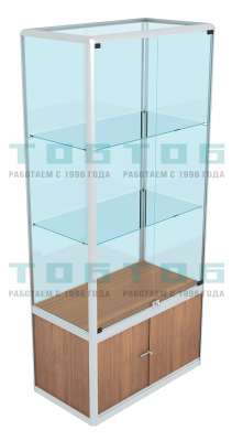 Витрина стеклянная из профиля с двумя прозрачными полками для продуктового магазина ВИПДПМ №6