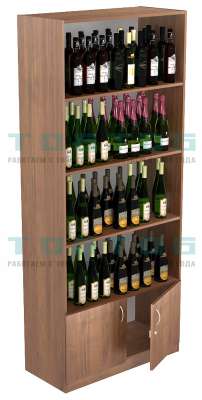 Стеллаж эконом-класса вместительный под бутылки с дверками для магазина алкоголя СЭСДМА №1-400