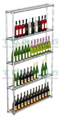 Хромированный сквозной стеллаж со стеклянными полками для продажи алкоголя №2