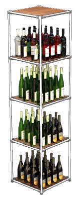 Хромированный стеллаж столбик с полками ДСП для продажи алкоголя №1