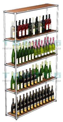 Хромированный классический стеллаж с полками ДСП для продажи алкоголя №3
