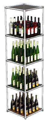 Хромированный стильный квадратный стеллаж с тонированными полками для продажи алкоголя №1