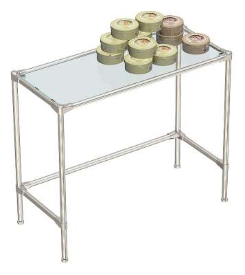 Хромированный большой демо-стол с усиленной стеклянной полкой 8 мм для продажи косметики серии COSMETIC ХДС-ПС8-D43