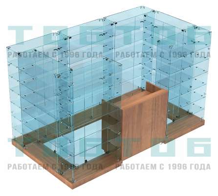 Прямоугольный павильон - островок из стекла для продажи чая и кофе СПОДЧК-ХТ-06