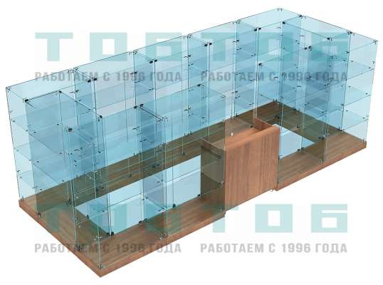 Стеклянный павильон - островок прямоугольной формы для продажи чая и кофе СПОДЧК-ХТ-10