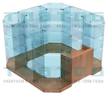 Стеклянный павильон - островок из витрин для продажи чая и кофе СПОДЧК-АБ-03