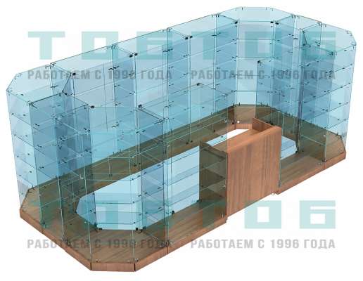 Торговый павильон - островок из прозрачного стекла для продажи чая и кофе СПОДЧК-АБ-13