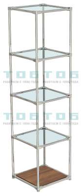 Хромированный квадратный стеллаж со стеклянными полками для продажи чая и кофе ХССП-ЧК-01