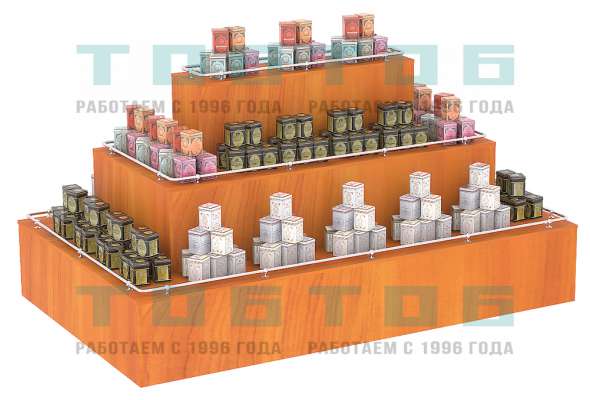 Пирамида прямоугольная в центр зала из ДСП для продажи чая и кофе ПД-ЧК-02