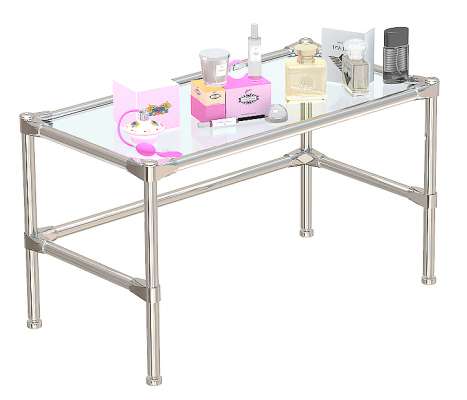 Хромированный малый демо-стол с прозрачным стеклом для продажи парфюмерии серии PERFUME ХДС-PER-D41-01