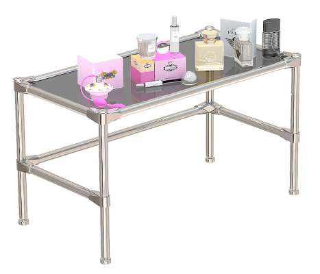 Хромированный демо-стол малый с тонированной полкой для продажи парфюмерии серии PERFUME ХДС-PER-D41-03