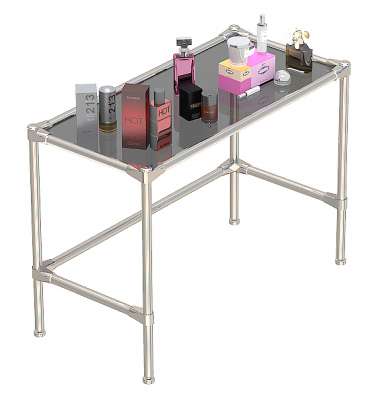 Хромированный средний демо-стол с тонированной полкой для продажи парфюмерии серии PERFUME ХДС-PER-D42-03