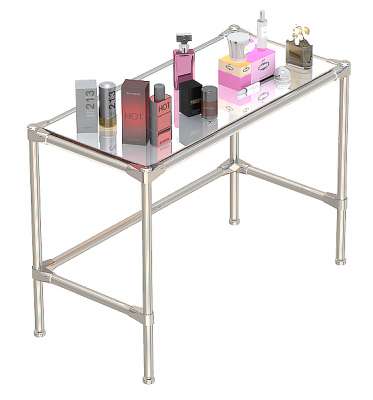 Хромированный средний демо-стол с зеркальным верхом для продажи парфюмерии серии PERFUME ХДС-PER-D42-05