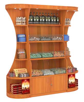 Пристенный высокий стеллаж для продажи конфет и орехов с ячейками и секторами серии NUT №1
