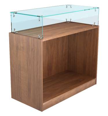 Стеклянный прилавок с малым прозрачным верхом для магазина канцелярских товаров серии CLERIC CL-ПР-ИС-№14