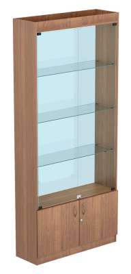 Недорогая витрина для магазина канцелярских товаров с прозрачной стенкой серии CLERIC CL-ВЭ-02