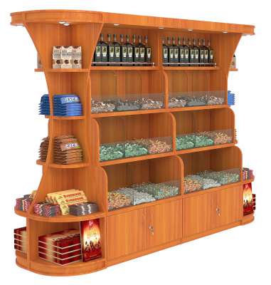 Островной высокий стеллаж для продажи конфет и орехов с подсветкой серии NUT №3