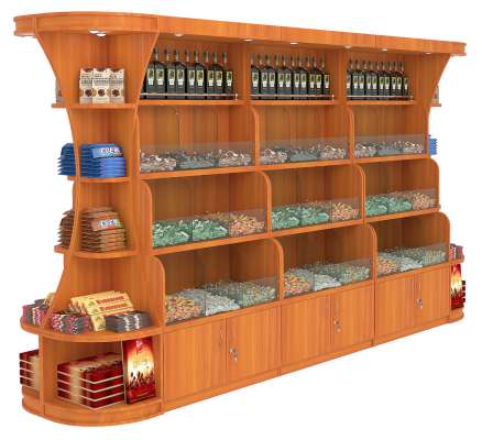 Островной высокий стеллаж для продажи конфет и орехов с ячейками серии NUT №4