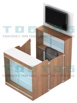 Мини павильон-островок с надставкой под телевизор для продажи чая и кофе серии C&T №2