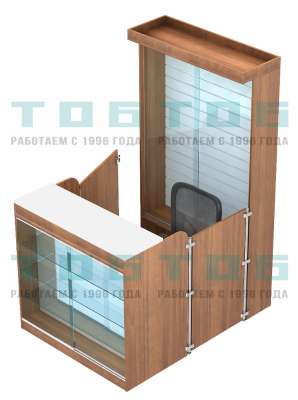 Мини павильон-островок с фасадной зеркальной витриной для продажи чая и кофе серии C&T №11