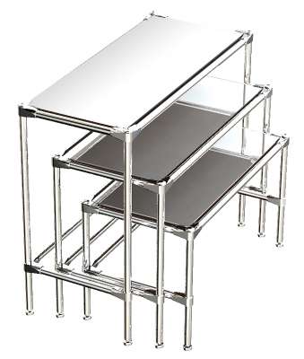 Комплект столов №1-5 с полками зеркало 4мм