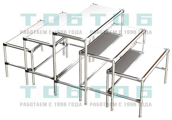 Комплект столов №2-5 с полками зеркало 4мм
