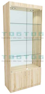 Стеклянная витрина №1-2 с каркасом из ДСП (задняя стенка стекло)