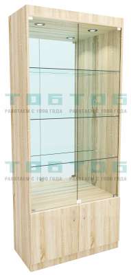 Стеклянная витрина №1-3 с каркасом из ДСП (задняя стенка зеркало)